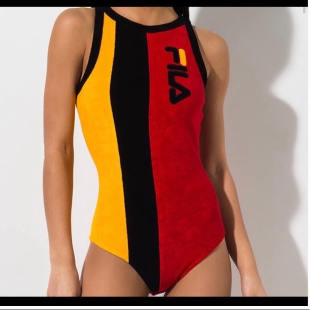 Fila Colorblock Red Black Yellow Bodysuit